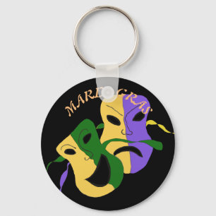 Mardi Gras Tragisk, Komisk Mask Färgglad Nyckelring