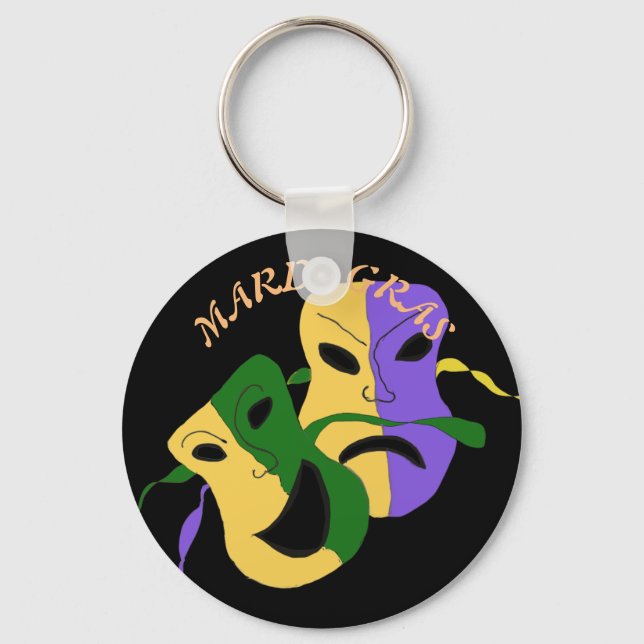 Mardi Gras Tragisk, Komisk Mask Färgglad Nyckelring (Framsida)
