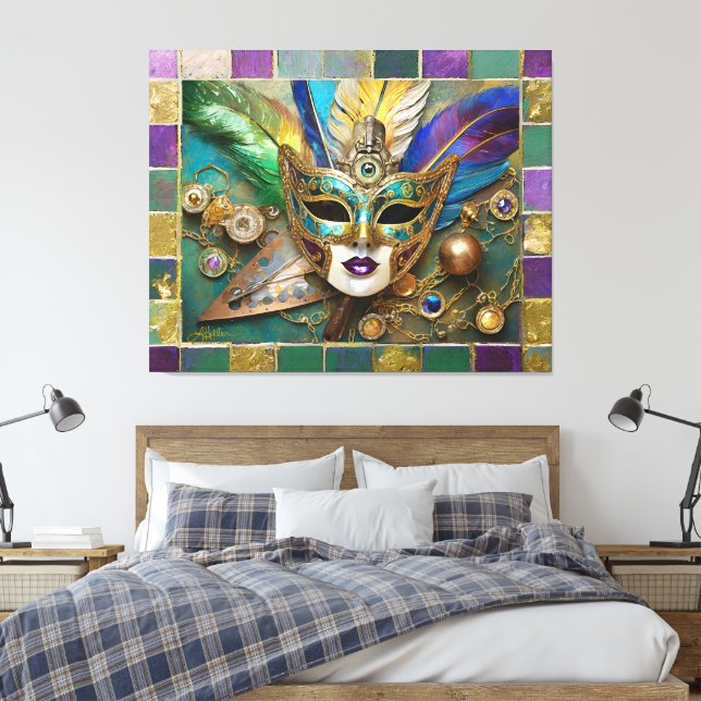 Mardi Gras Tredje Öga-Guld keramisk flammask Canvastryck (Insitu (sovrum))