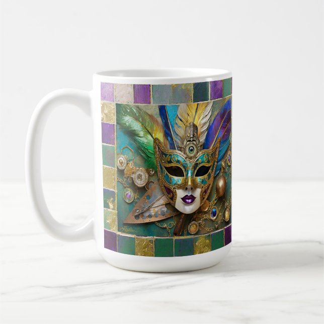 Mardi Gras Tredje Öga-Guld keramisk flammask Kaffemugg (Vänster)