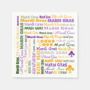 Mardi Gras Tri-Färgade Mång--Stilsort servetter