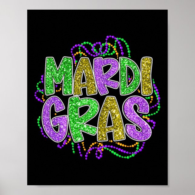 Mardi Gras-tröjor för kvinnor Leopardmönster Rolig Poster (Framsidan)
