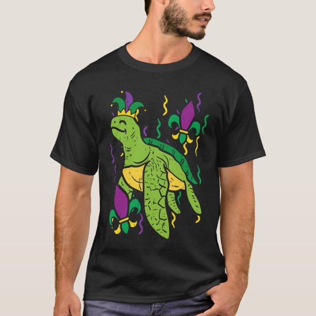 Mardi Gras Turtle Cute Animal Boys Girls Kids Men  T Shirt (Framsida)