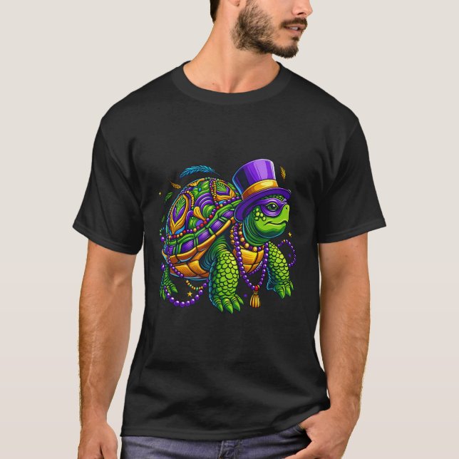 Mardi Gras Turtle Cute Animal T Shirt (Framsida)