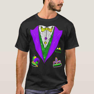 Mardi Gras Tuxedo Vest Party Kostym Carnival Parad T Shirt