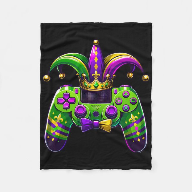 Mardi Gras TV-spelskontroll Jester hatt pojke Ki Fleecefilt (Framsidan)