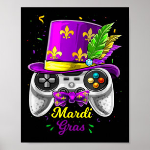 Mardi Gras TV-spelskontroll Jester Mask Kostym Poster