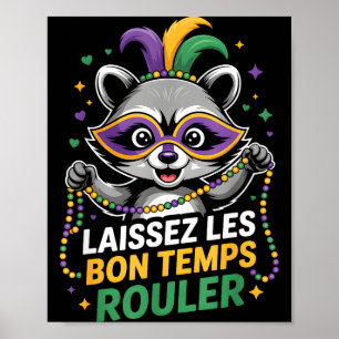 Mardi Gras Tvättbjörn Låt De Goda Tiderna Rulla Ma Poster