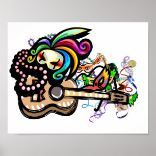 Mardi Gras Ukuleleaffisch Poster