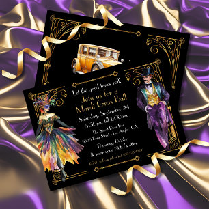 Mardi Gras Underbar Gatsby Art Deco Party Inbjudningar