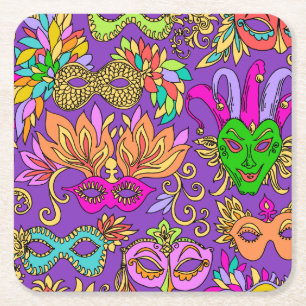 Mardi Gras Underlägg Papper Kvadrat