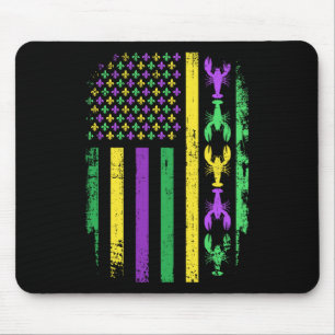 Mardi Gras US American Flagga with Kräftor New Orl Musmatta