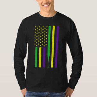 Mardi Gras US Flag Baseball Bat Patriotic Men Wome T Shirt
