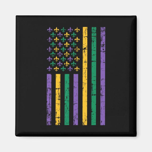 Mardi Gras Us Flagga Magnet (Framsidan)