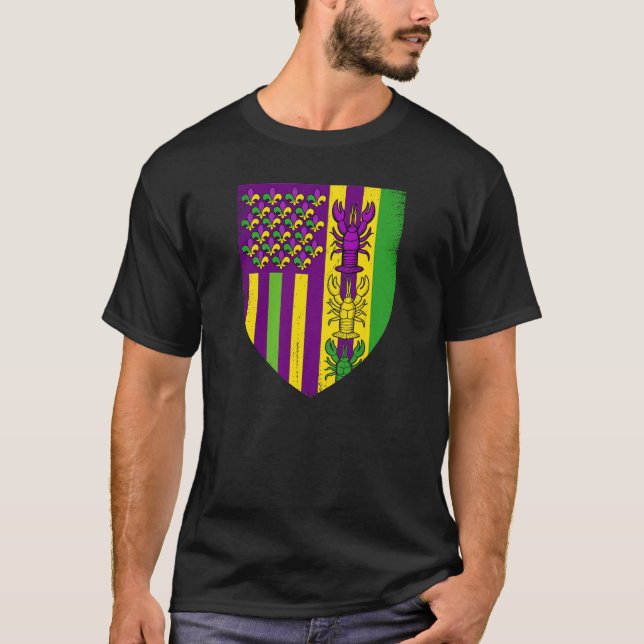 Mardi Gras USA American Flag Crawfish T Shirt (Framsida)