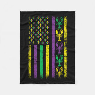 Mardi Gras Usa American Flagga Kräftor Outfit Mard Fleecefilt