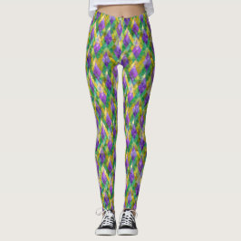 Mardi Gras - utskrift av lagrad glasskörd Leggings