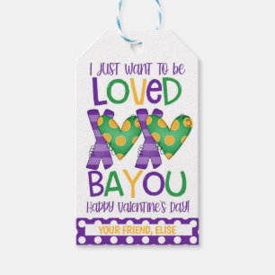 Mardi Gras Valentine Favor Tag Presentetikett