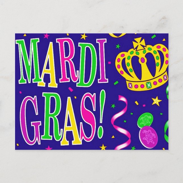 MARDI GRAS VALENTINESS HELG VYKORT (Framsida)