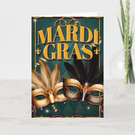 Mardi Gras Välkomstkort, Mardi Gras Masker Kort