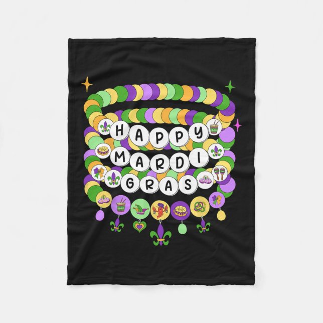 Mardi Gras Vänskap Bracelet Mardi Gras Pärlor Ki Fleecefilt (Framsidan)