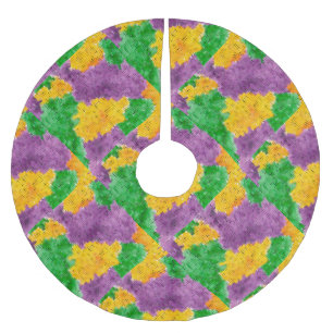 Mardi Gras vattenfärgPointillize kamouflage Julgransmatta Borstad Polyester