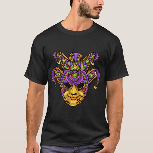 Mardi Gras Venetian Jester Mask T Shirt (Framsida)