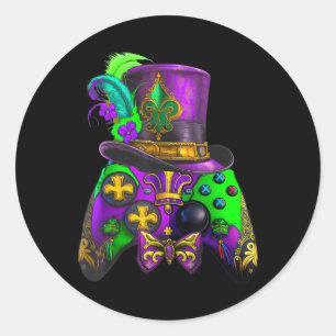 Mardi Gras Video Game Controller E sport för barn Runt Klistermärke