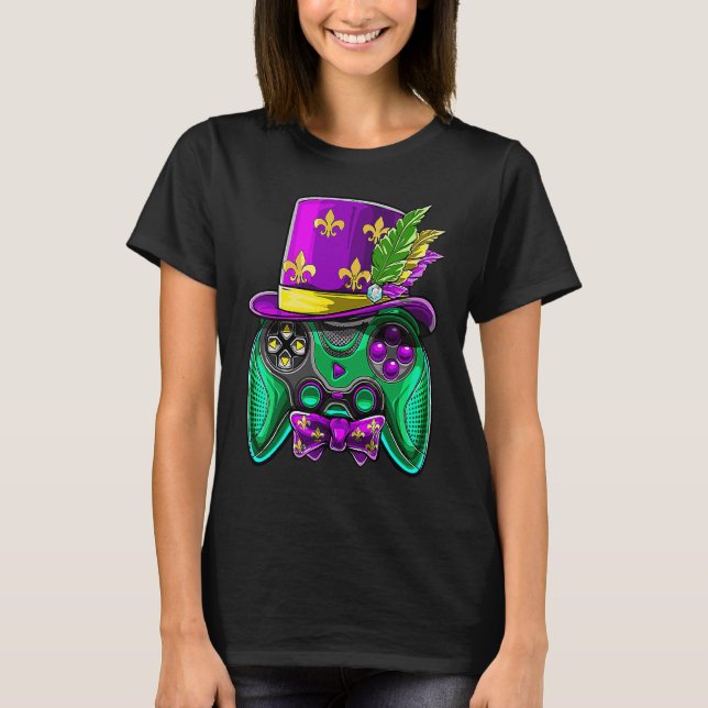 Mardi Gras Video Game Controller för spelaren Mard T Shirt (Framsida)