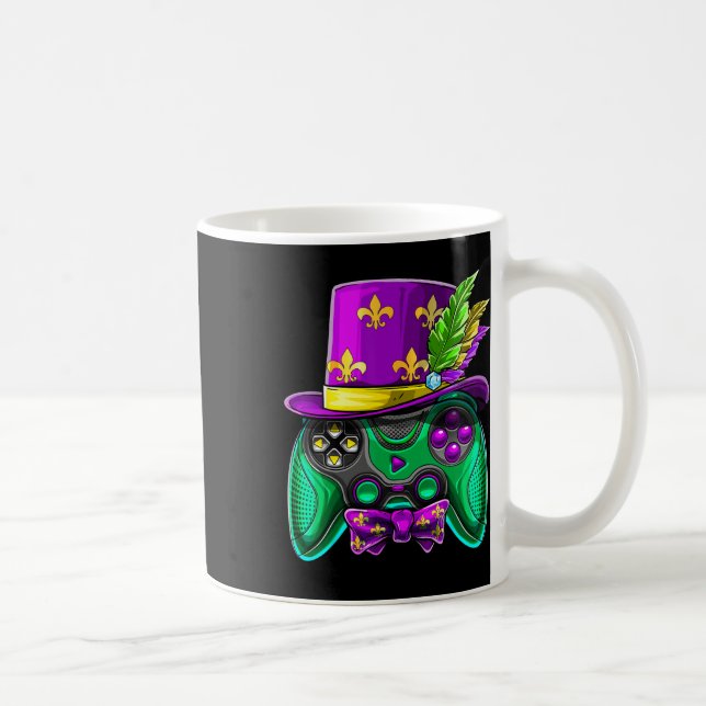 Mardi Gras Video Game Controller Jester Hat Costum Kaffemugg (Höger)