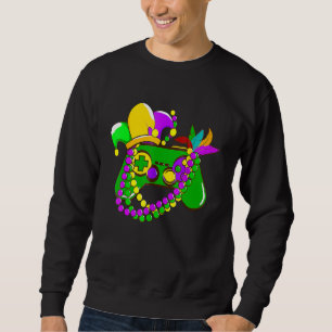 Mardi Gras Video Game Controller Jester Hat Costum Lång Ärmad Tröja
