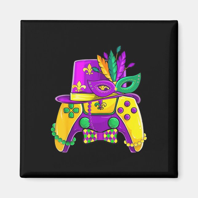 Mardi Gras Video Game Controller Jester Hat Costum Magnet (Framsidan)