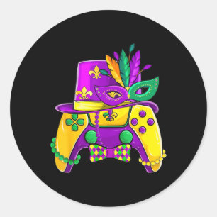 Mardi Gras Video Game Controller Jester Hat Costum Runt Klistermärke