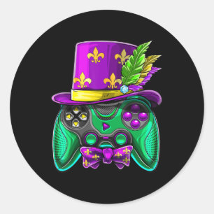 Mardi Gras Video Game Controller Jester Hat Costum Runt Klistermärke