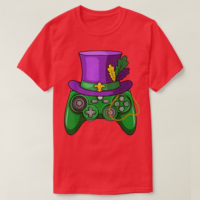 Mardi Gras Video Game Controller Jester Hat Costum T Shirt (Design framsida)