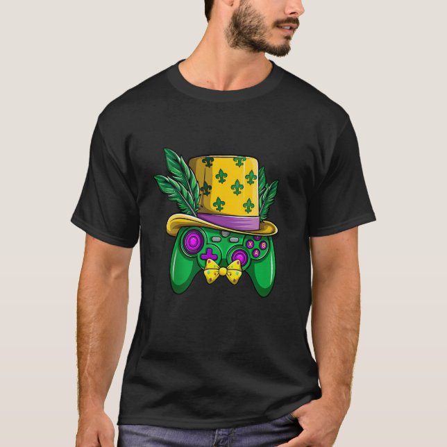 Mardi Gras Video Game Controller Jester Hat Costum T Shirt (Framsida)