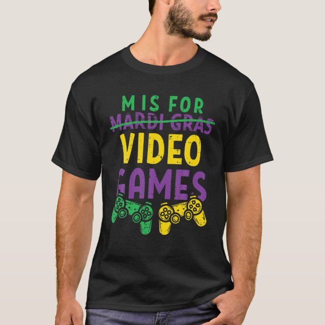 Mardi Gras Video Game Controller Jester Hat Costum T Shirt (Framsida)
