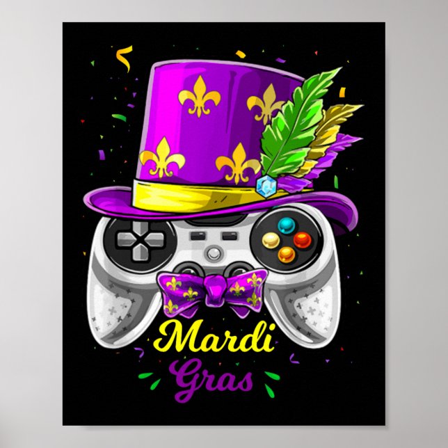 Mardi Gras Video Game Controller Jester Mask Costu Poster (Framsidan)