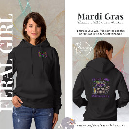 Mardi Gras Vild Flickan Tvättbjörn Tröja Hoodie
