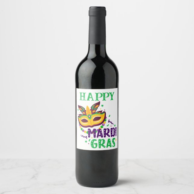 Mardi Gras Vin-etikett Vinflaska Etikett (Framsida)