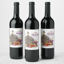 Mardi Gras Vinflaska Etikett