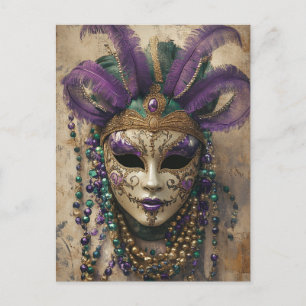 Mardi Gras Vintage Maskpärlor Vykort