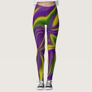 Mardi Gras virvlar runt Leggings
