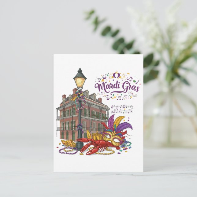 Mardi Gras Vykort (Stående Fram)
