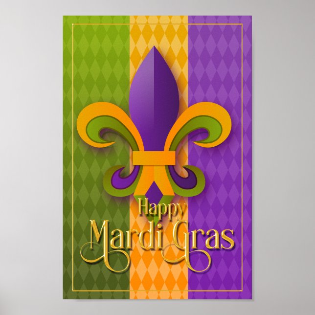 Mardi Gras Wall Art, Mardi Gras Fleur de Lis Poster (Framsidan)