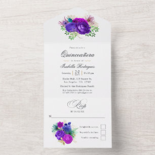 Mardi Gras Watercolor Blommigt Quinceañera
