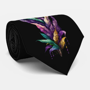 Mardi Gras Watercolor Löv Guld Grönt Lila Slips