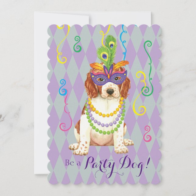 Mardi Gras Welsh Springer spanel Inbjudningar (Framsida)