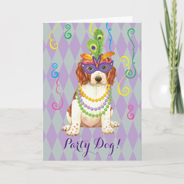 Mardi Gras Welsh Springer spanel Kort (Framsida)