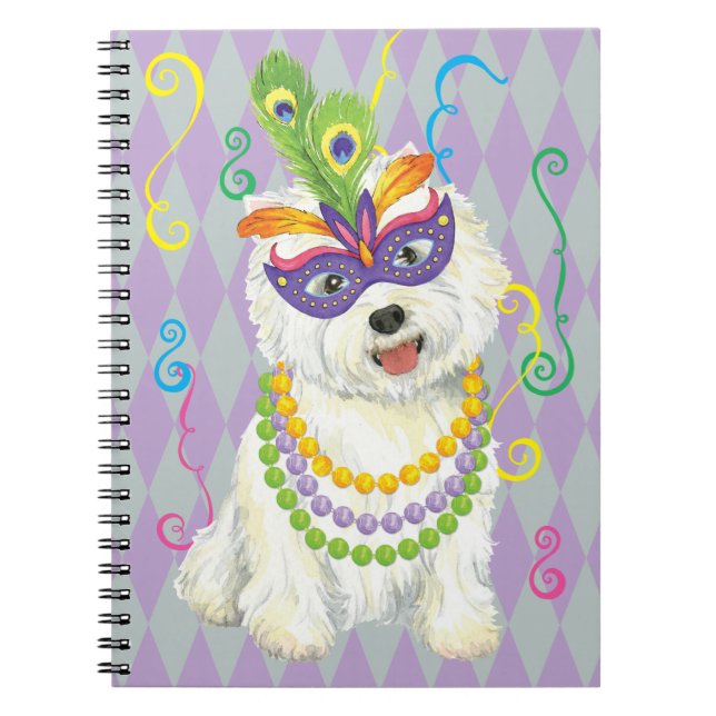 Mardi Gras Westie Anteckningsbok (Framsidan)